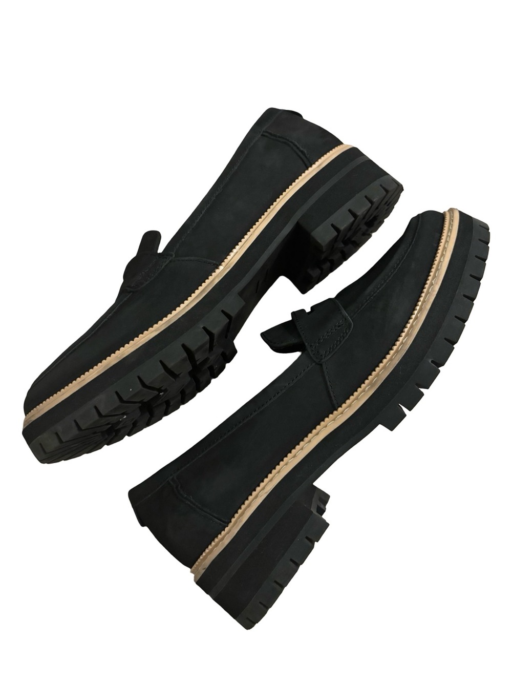 Toms Black Loafers with Tan Contrast Welt